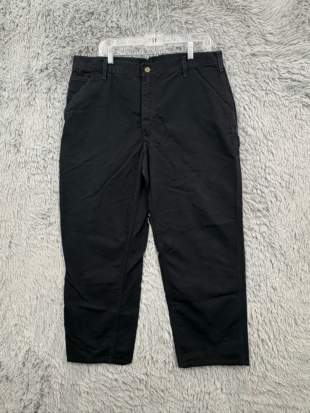 Carhartt Pants Jeans Mens 38x30 B11-BLK Loosed Fit Washed Duck Work Dungaree